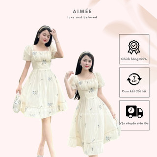 Váy/ đầm tơ hoa cổ vuông mùa hè Aimee V2421
