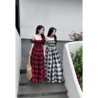 Váy cup phối caro tkcc