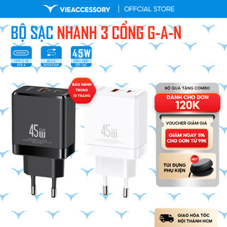 Bộ chuyển đổi sạc t58 45w 2 cổng trạm sạc usb-c cổng usb-a trạm sạc nhanh phích cắm eu khối sạc nhanh