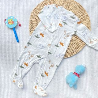 (0-9m) Body ngủ liền vớ Ca..te chất cotton mềm mịn, khóa kéo 2 đầu/ cúc bấm cho bé - hàng xuất dư, bảng size ảnh 2