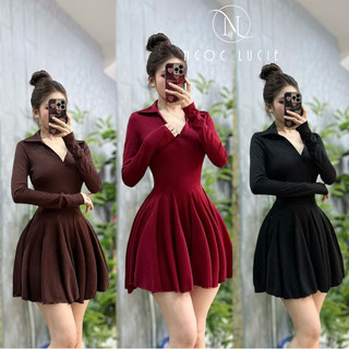 D656 - Đầm Ngắn Cổ Sơmi Xoè To (Kèm Quần) - Ngọc Lucie