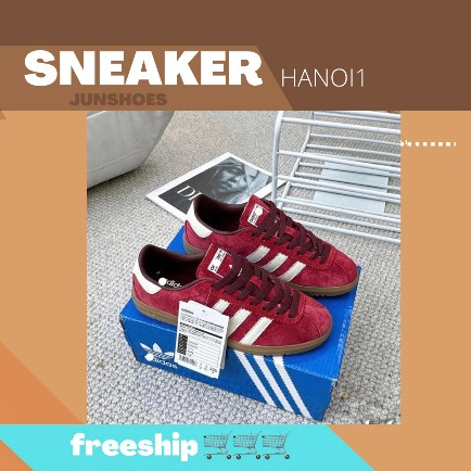 Giày Adida Bermuda Burgundy Đỏ Đô Nam Nữ Basic Lai Au Cao Cấp