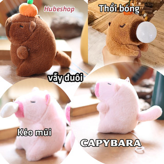 Móc khóa ĐỒ CHƠI Capybara vẫy đuôi thổi bóng 2 màu
