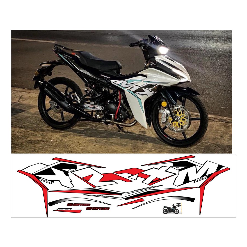 TEM CHẾ MX EXCITER 155 - TEM EX 155 CHẾ MX TRẮNG ĐEN 