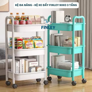 Kệ nhựa 3 tầng có bánh xe FINLEY Niko chắc chắn - Kệ nhà tắm - Kệ nhà bếp đa năng - Kệ bỉm sữa cho bé heo con, gấu thỏ