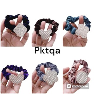 Cột tóc vải nhung đính hạt thời trang (được chọn mẫu)