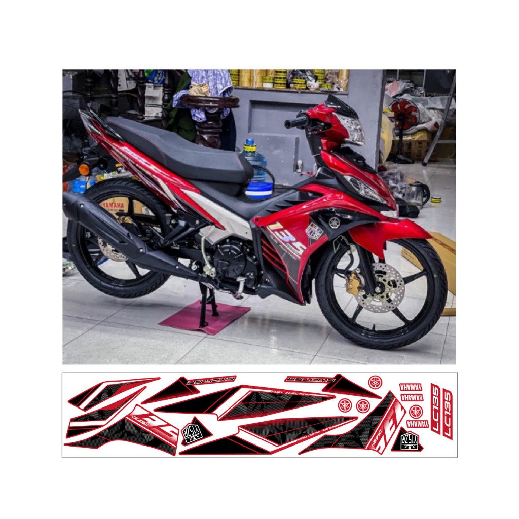 TEM CHẾ EXCITER 135 KIỂNG ĐẸP DÁN XE ĐỎ - TEM Y15ZR 135 XE ĐỎ - TEM EX 135 KIỂNG 