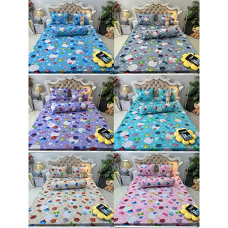 Bộ Drap Thun Hàn Quốc mát lạnh 4 món hoạt hình (1 ga + 2 nam+ 1 om)