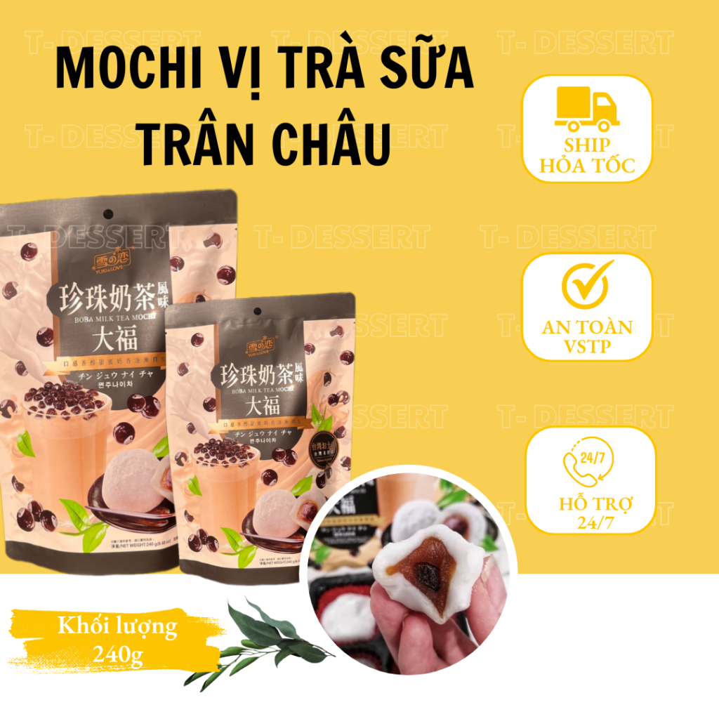Mochi Đài Loan Yuki &amp; Love Vị Trà Sữa Trân Châu gói 240gram