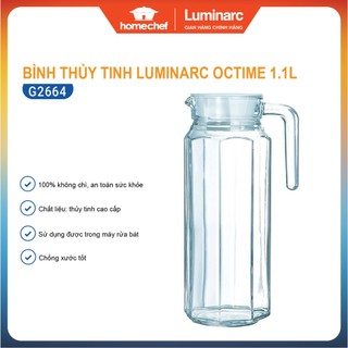 Bình thủy tinh đựng nước Luminarc Octime màu trắng dung tích 1,1L - G2664, dùng máy rửa bát | Hàng chính hãng