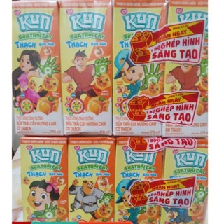 Thùng 48 hộp sữa Kun có thạch mới vị socola/cam/có đường