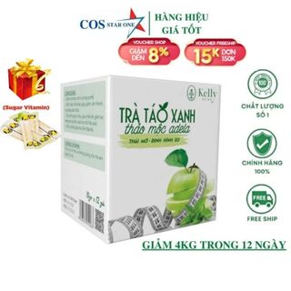 Trà Táo Xanh kelly detox giảm cân, thảo mộc xanh định hình eo thon,dáng đẹp,thải mỡ hộp 12 gói