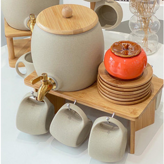 Set bình trà gốm phong cách Nhật Bản kèm giá đỡ
