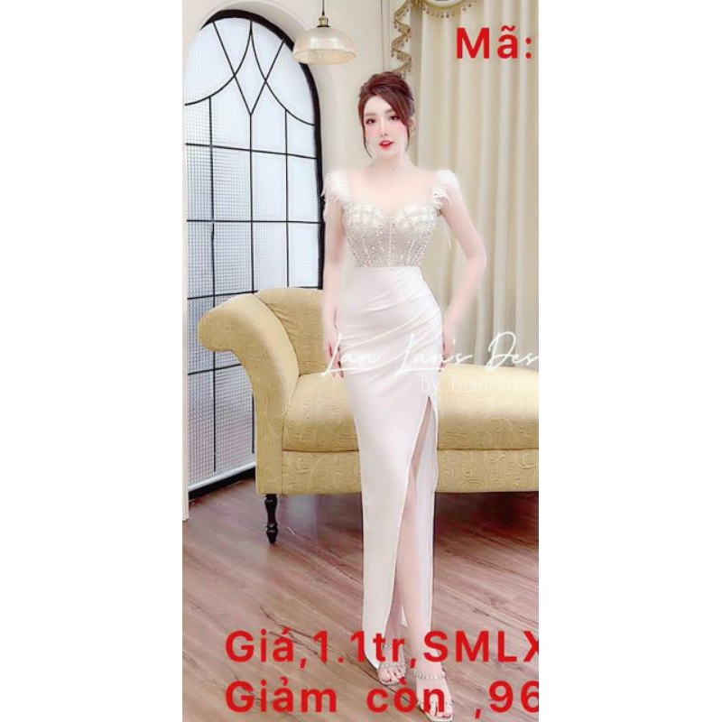 ĐẦM MAXI CÚP NGỰC TAY LÔNG VŨ