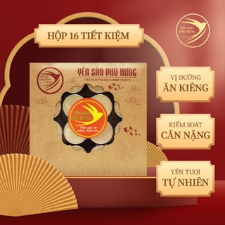 Hộp quà 16 Hũ yến chưng sẵn Phú Hưng vị đường ăn kiêng phục hồi sức khoẻ nhanh chóng kiểm soát cân nặng hiệu quả 16x70ml