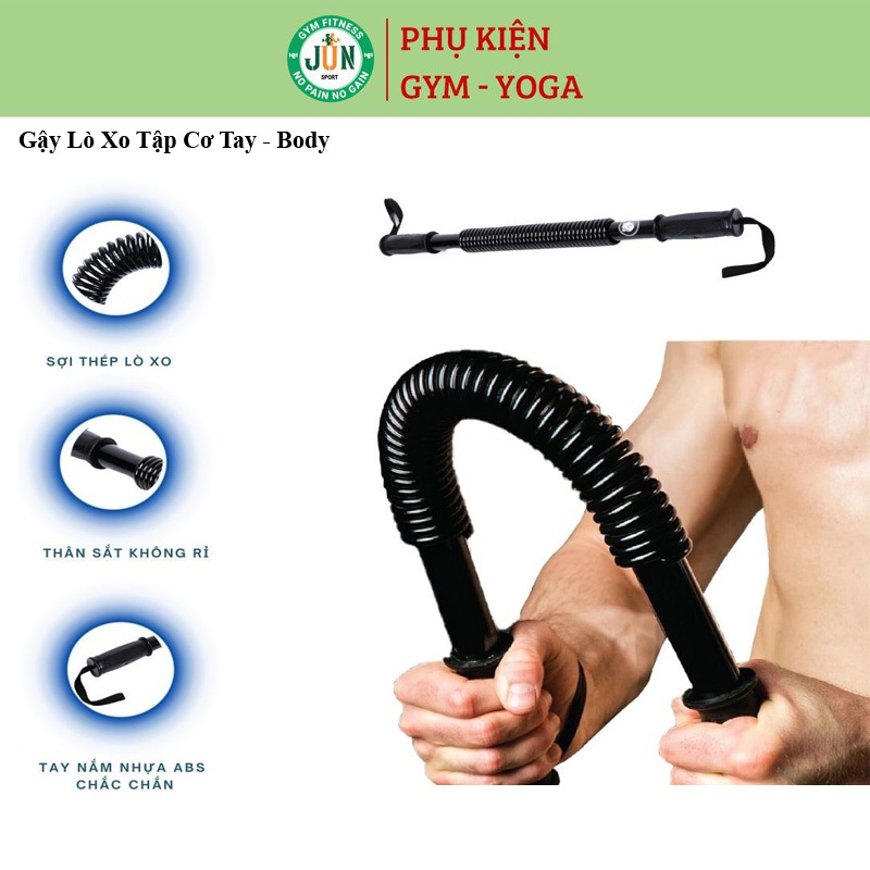 Gậy lò xo, gậy lò xo tập cơ tay, Gậy tập cơ tay bằng titan tập gym, thể dục, thể thao lực Jun Sport
