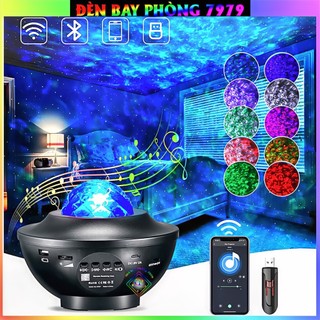 Đèn led chiếu ngôi sao galaxy kết nối bluetooth phát nhạc hiệu ứng nước họa tiết ngôi sao ánh sáng