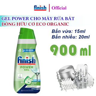 Nước rửa chén Hữu Cơ cho máy 900ml - Gel rửa chén Finish Eco 0% nhập khẩu EU, với thành phần hữu cơ, an toàn
