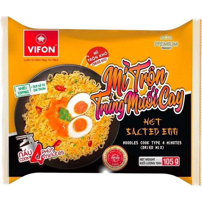 mì trộn trứng muối cay 105gr [ 8 gói lẻ]