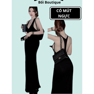  Đầm MAXI ba lỗ cổ V,đầm thiết kế dự tiệc kiểu hở lưng dáng dài ôm body phong cách sexy quyến rũ có mút ngực Bối_boutique 