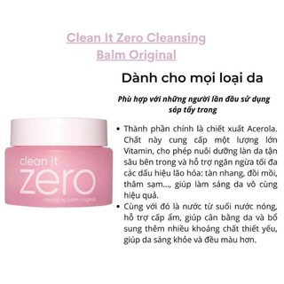 Sáp tẩy trang Clean It Zero Cleansing Balm Original Banila 100ml - 180ml thích hợp cho mọi loại da