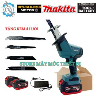 Máy cưa kiếm makita 21v, công suất 210W, máy cưa kiếm dùng pin cắt gỗ, tỉa cây, nhựa, sắt, tặng kèm 4 lưỡi cưa đa năng