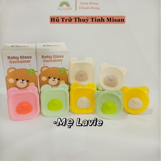 Set 3 hộp trữ đồ ăn dặm cho bé Misan, hũ trữ đông thủy tinh chịu nhiệt có chia vạch cho bé