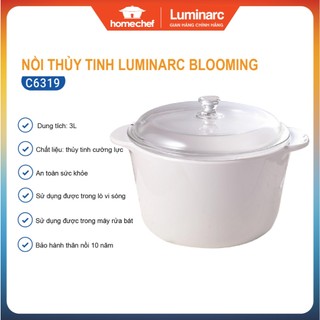 Nồi thủy tinh Luminarc Blooming C6319, dung tích 3L, dùng bếp ga, hồng ngoại, sản xuất tại Pháp | Hàng chính hãng
