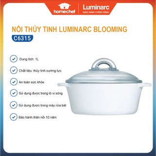 Nồi thủy tinh Luminarc Blooming C6315, dung tích 1L, dùng bếp ga, bếp hồng ngoại, sản xuất tại Pháp | Hàng chính hãng
