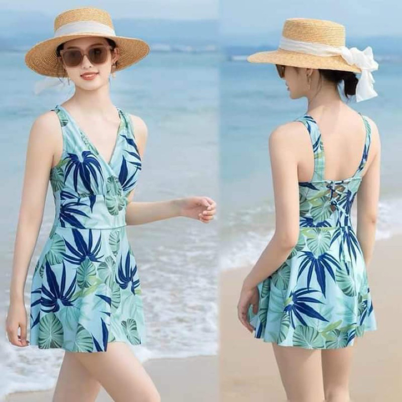 (SIZE S, M, L, XL) Đồ Bơi Nữ Bikini Manila Liền Thân Tay Vuông Váy Xòe Hoa Manila 310 | BigBuy360 - bigbuy360.vn