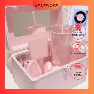 Bình nước 3ce hồng paste kèm ống hút cute nắp kín style nanda 720ml-vanmeoka