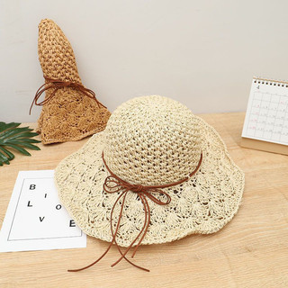 Mũ cói móc viền ren xinh xắn
