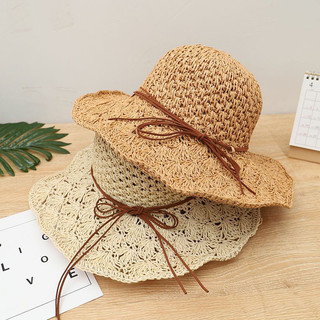 Mũ cói móc viền ren xinh xắn
