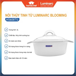 Nồi thủy tinh Luminarc Blooming H5608TU, dung tích 2L, dùng bếp từ, sản xuất tại Pháp | Hàng chính hãng