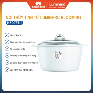 Nồi thủy tinh Luminarc Blooming H6007TU, dung tích 3L, dùng bếp từ, sản xuất tại Pháp | Hàng chính hãng