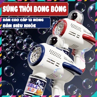 Đồ chơi súng bắng bong bóng xà phòng Phi hành gia 12 nòng CÓ ĐÈN chất lượng cao thổi nhiều bong bóng siêu đẹp cho bé