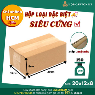 Combo 100 hộp carton đóng hàng 20x12x8 đựng đồ gia dụng, phụ kiện, mỹ phẩm tiện lợi - Hộp Carton HT