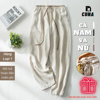 Quần đũi ống rộng CUNA quần dài nam nữ chất linen cao cấp ống suông rộng mặc nhà đi chơi che khuyết điểm hack dáng 4 mùa
