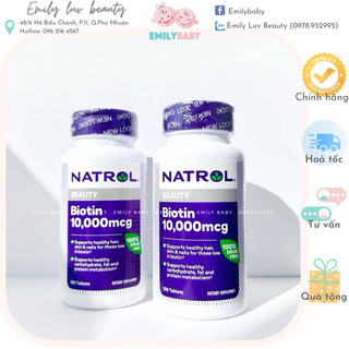 Viên uống Natrol Biotin 10000mg 100v chính hãng Mỹ