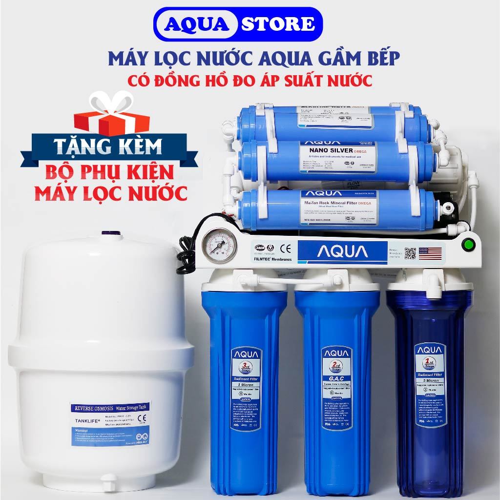 Máy lọc nước RO không vỏ tủ AQUA 8, 9, 10,11 cấp lọc , máy lọc nước RO lắp gầm bếp chính hãng AQUA, Máy lọc nước