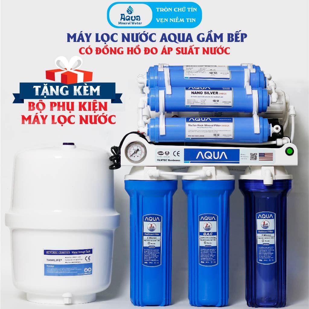 Máy lọc nước RO không vỏ tủ AQUA 8, 9, 10,11 cấp lọc , máy lọc nước RO lắp gầm bếp chính hãng AQUA, Máy lọc nước