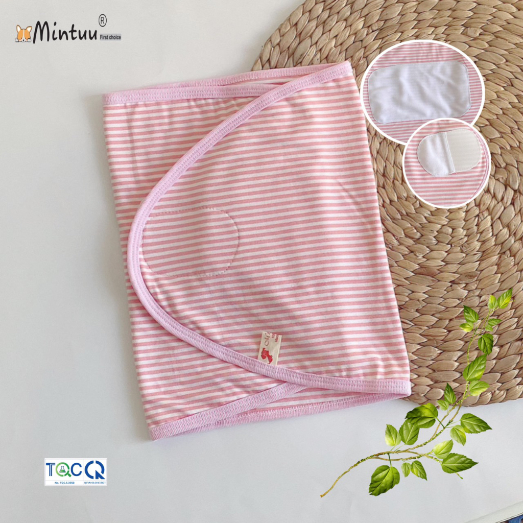 Ủ quấn chống giật mình cho bé vải visco sọc dẻo, thương hiệu MINTUU - 8043