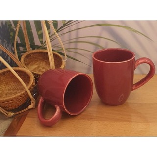 Ly sứ minh châu ah88 có quai, màu đỏ đô