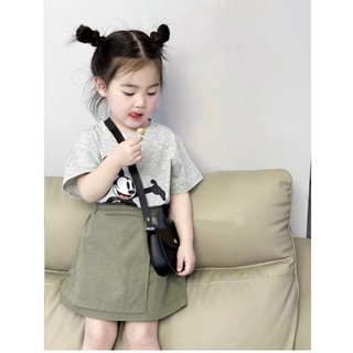 Bộ quần áo bé gái - sét áo cotton tay hến và chân váy kaki siêu cá tính cho bé gái