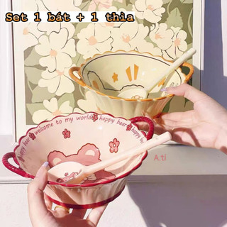 Set Bát Sứ Kèm Thìa Hình Gấu