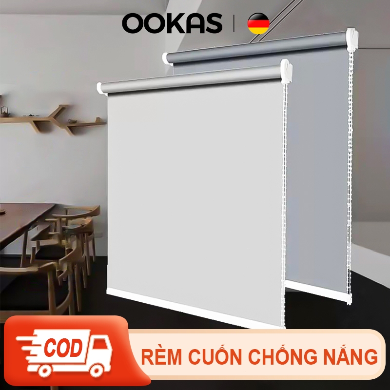 OOKAS Rèm Cuốn Chống Nắng , rèm cuốn loại dày cản sáng 100% đầy đủ phụ kiện lắp đặt