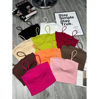 Áo 2 dây có sẵn mút ngực chất borip 100% cotton co giãn