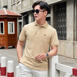 Áo thun Polo nam NORAMAX tay ngắn màu be Basic vải Poly cá sấu bền bỉ đơn giản, sang trọng PB2401B