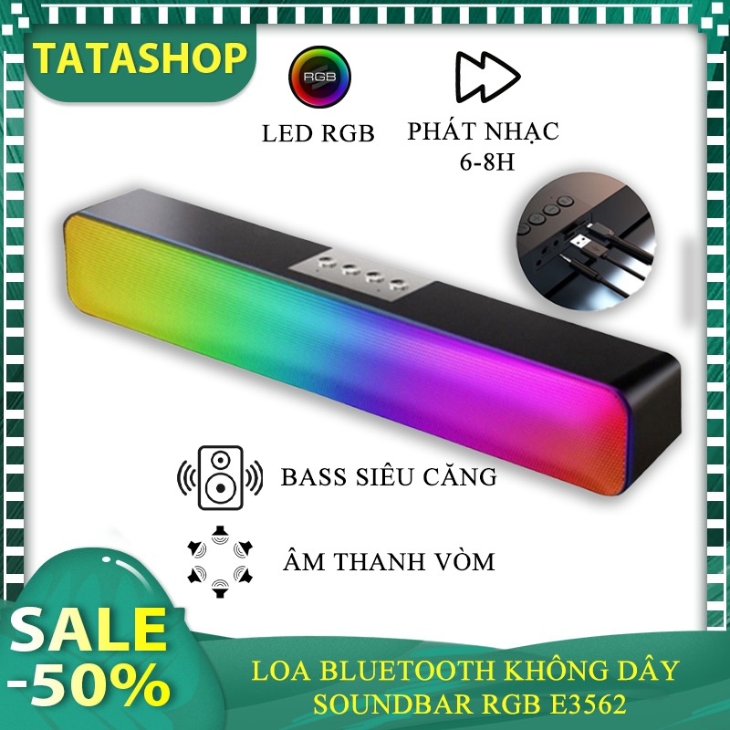 Loa bluetooth Soundbar A38 Pro RGB E3562 có led rgb nháy theo nhạc , âm thanh vòm 3D bass mạnh thanh