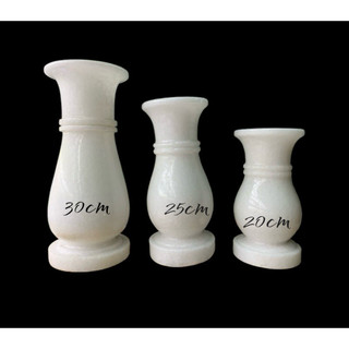 Bình Hoa Đá Cẩm Thạch Trắng Nguyên Khối